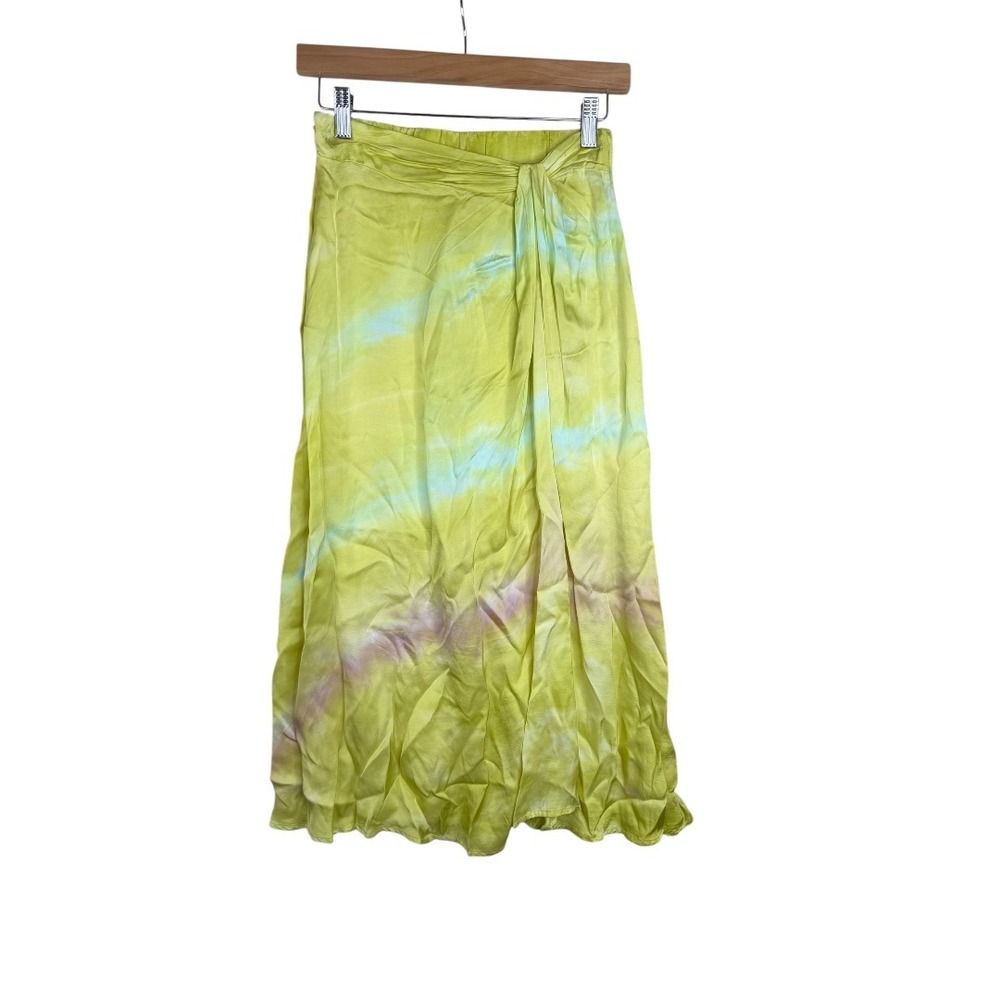 New Young Fabulous & Broke Savanna‎ Wrap Skirt size XS Lime Green Tie Dye